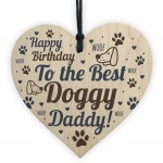 Funny Dad Birthday Gift Dad Birthday Card Wooden Heart Dog Dad