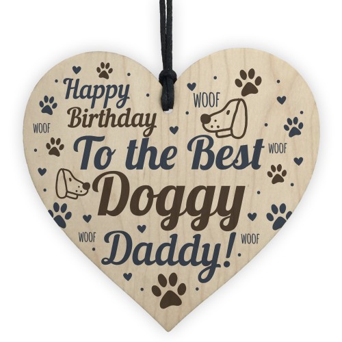 Funny Dad Birthday Gift Dad Birthday Card Wooden Heart Dog Dad