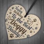 Funny Dad Birthday Gift Dad Birthday Card Wooden Heart Dog Dad