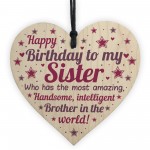 Funny Sister Birthday Gifts Sister Birthday Card Wooden Heart