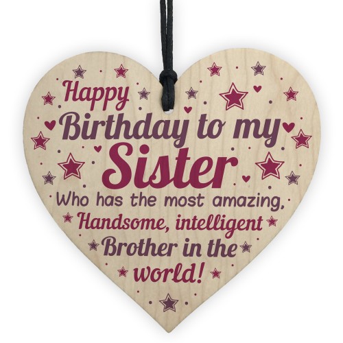 Funny Sister Birthday Gifts Sister Birthday Card Wooden Heart