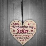 Funny Sister Birthday Gifts Sister Birthday Card Wooden Heart