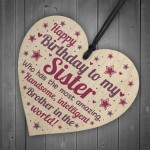 Funny Sister Birthday Gifts Sister Birthday Card Wooden Heart