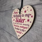 Funny Sister Birthday Gifts Sister Birthday Card Wooden Heart