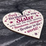 Funny Sister Birthday Gifts Sister Birthday Card Wooden Heart