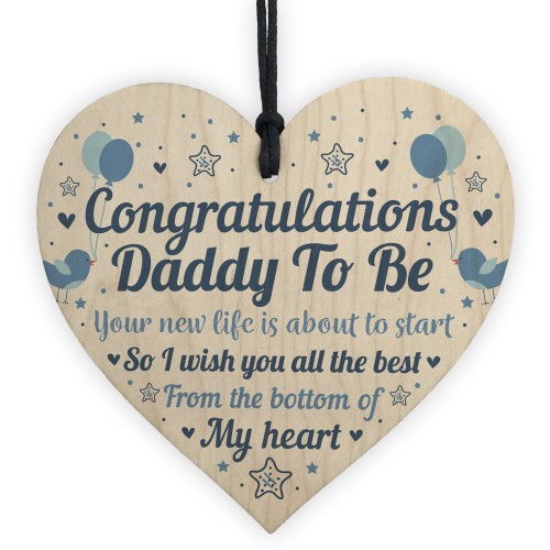 Daddy To Be Gift Wooden Heart Congratulations Gift Baby Shower