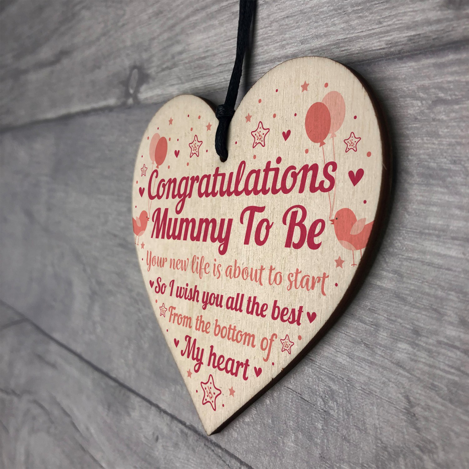 Mummy To Be Gift Wood Heart Congratulations Gift Baby Shower