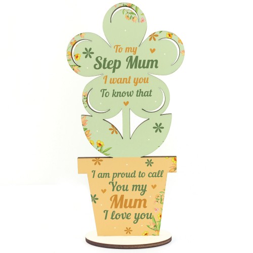 Step Mum Thank You Gift Wooden Flower Step Mum Birthday Gifts