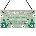 Garden Rules Novelty Hanging Plaque Summer House Sign Shed Sign