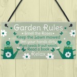 Garden Rules Novelty Hanging Plaque Summer House Sign Shed Sign