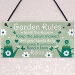 Garden Rules Novelty Hanging Plaque Summer House Sign Shed Sign