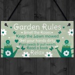 Garden Rules Novelty Hanging Plaque Summer House Sign Shed Sign