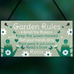 Garden Rules Novelty Hanging Plaque Summer House Sign Shed Sign