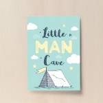 Little Man Cave Blue Nursery / Boys Bedroom Wall Art Pictures