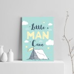 Little Man Cave Blue Nursery / Boys Bedroom Wall Art Pictures