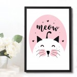 Framed Cat Print Cute Animal Nursery Print Cat Lover Gift Sign