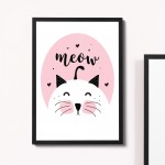 Framed Cat Print Cute Animal Nursery Print Cat Lover Gift Sign