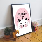 Framed Cat Print Cute Animal Nursery Print Cat Lover Gift Sign