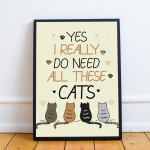 Funny Cat Print Bedroom Wall Art Hanging Wall Decoration Gift