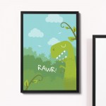 Framed Boys Bedroom Print Dinosaur Wall Art Room Decoration 