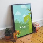 Framed Boys Bedroom Print Dinosaur Wall Art Room Decoration 