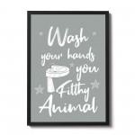 Framed Grey Bathroom Print Funny Filthy Animal Bathroom Sign