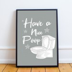 Hilarious Funny Toilet LOO Sign Bathroom Print Framed Home Decor