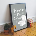 Hilarious Funny Toilet LOO Sign Bathroom Print Framed Home Decor