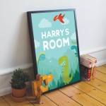 PERSONALISED Boys Bedroom Sign Dinosaur Wall Art Bedroom Decor