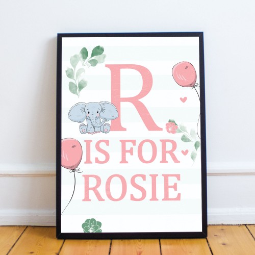 FRAMED Baby Nursery Print PERSONALISED Girls Bedroom Sign 