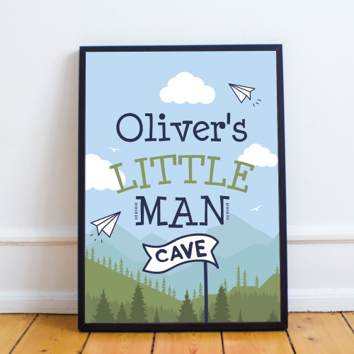 PERSONALISED Bedroom Nursery Sign Little Man Cave Wall Art