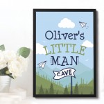 PERSONALISED Bedroom Nursery Sign Little Man Cave Wall Art