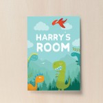 PERSONALISED Dinosaur Print Boys Bedroom Wall Art Decoration