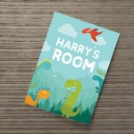 PERSONALISED Dinosaur Print Boys Bedroom Wall Art Decoration