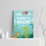 PERSONALISED Dinosaur Print Boys Bedroom Wall Art Decoration