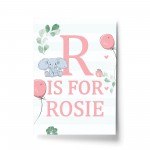 PERSONALISED Girls Bedroom Sign Initial Baby Nursery Print 