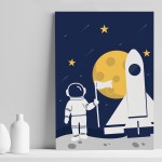 Cute Boys Bedroom Wall Art Space Room Decoration Nursery Decor