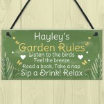 PERSONALISED Garden Sign Garden Rules Plaque Summer House Sign