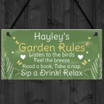 PERSONALISED Garden Sign Garden Rules Plaque Summer House Sign