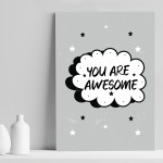 Motivational Inspirational Print You Are Awesome Quote Wall Art