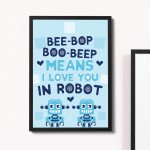 Robot Print Boys Bedroom Wall Art Boy Bedroom Accessories Gift