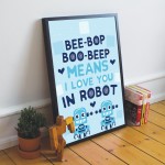 Robot Print Boys Bedroom Wall Art Boy Bedroom Accessories Gift