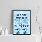 Robot Print Boys Bedroom Wall Art Boy Bedroom Accessories Gift