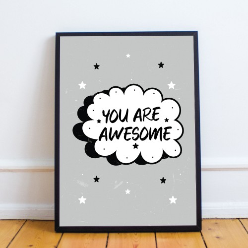 Framed Motivational Inspirational Print You Are Awesome Quote