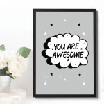 Framed Motivational Inspirational Print You Are Awesome Quote