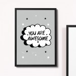 Framed Motivational Inspirational Print You Are Awesome Quote