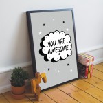 Framed Motivational Inspirational Print You Are Awesome Quote