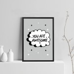 Framed Motivational Inspirational Print You Are Awesome Quote