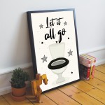 FUNNY Bathroom Quote Print Framed Bathroom Cream Wall Art