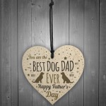 Funny Father's Day Gift Card Wooden Heart Best Dog Dad Gifts 